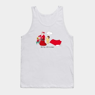 Merry Christmas Santa Claus with a cute little girl Tank Top